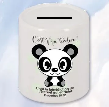 Tirelire Panda - "C'est la bénédiction de l'Eternel qui enrichit." Proverbes 10.22