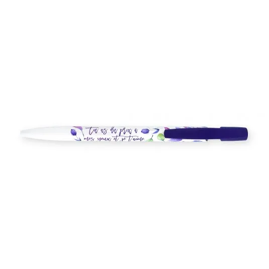 Stylo floral "Tu as du prix à mes yeux" Esaïe 43.4 - Encre noire