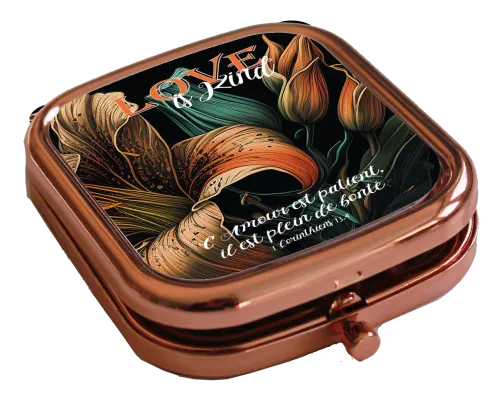 Miroir de poche - "Love is kind" 1 Corinthiens 13.4