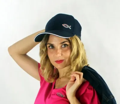 Casquette femme, bleu marine et blanc