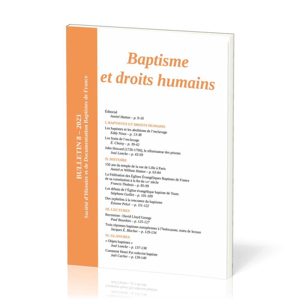 Baptisme et droits humains - Bulletin No 8 de la Société d'Histoire et de Documentation Baptistes...