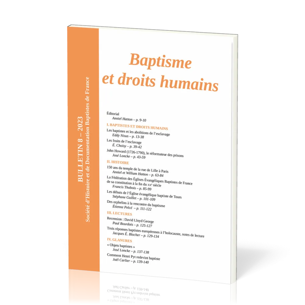 Baptisme et droits humains - Bulletin No8 de la Société d'Histoire et de Documentation Baptistes...