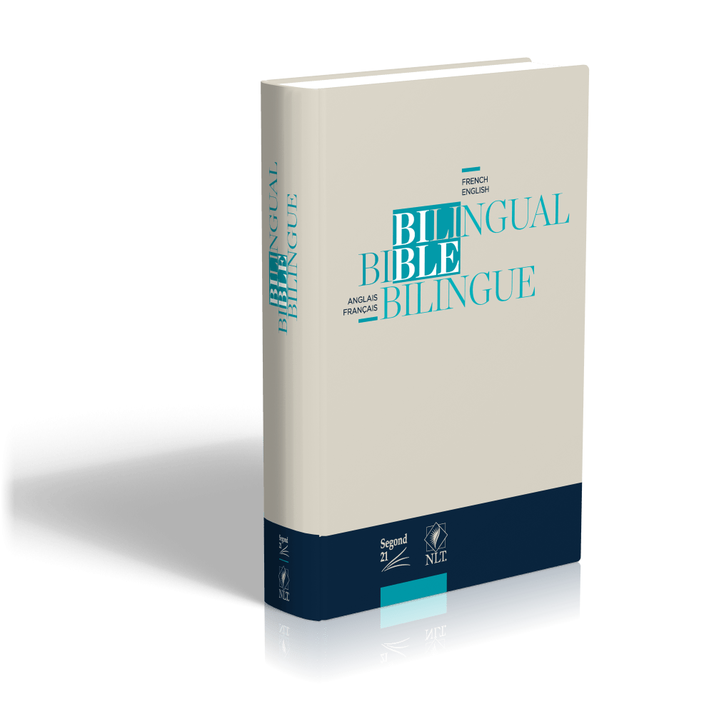 Bilingue français/anglais, Bible, Segond 21/NLT - beige et bleue - couverture rigide