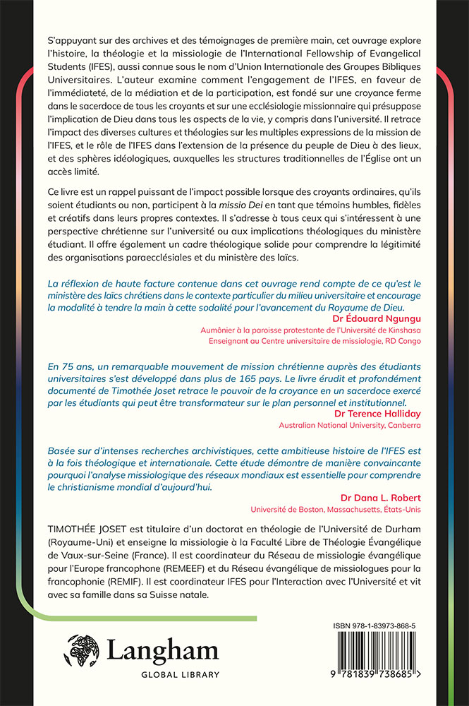 Sacerdoce de tous les étudiants (Le) - Fondements historiques, théologiques et missiologiques...