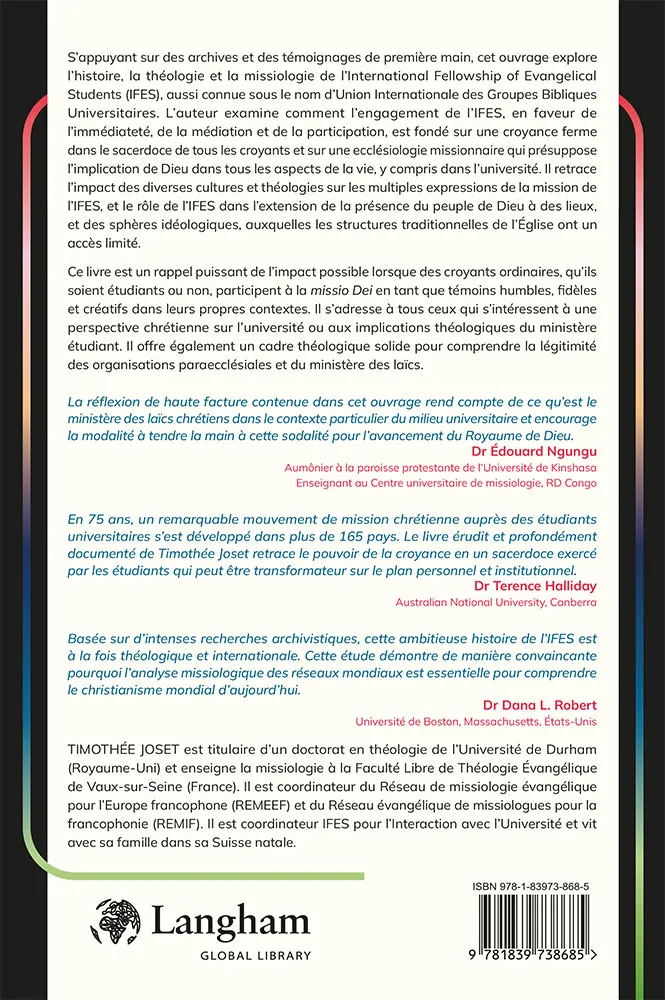 Sacerdoce de tous les étudiants (Le) - Fondements historiques, théologiques et missiologiques...