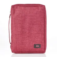 Pochette Bible, taille M, toile bordeaux et ichthus