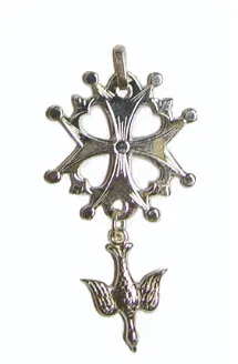 Croix Huguenote argent 925, colombe bombée - 21mm - 1.4gr