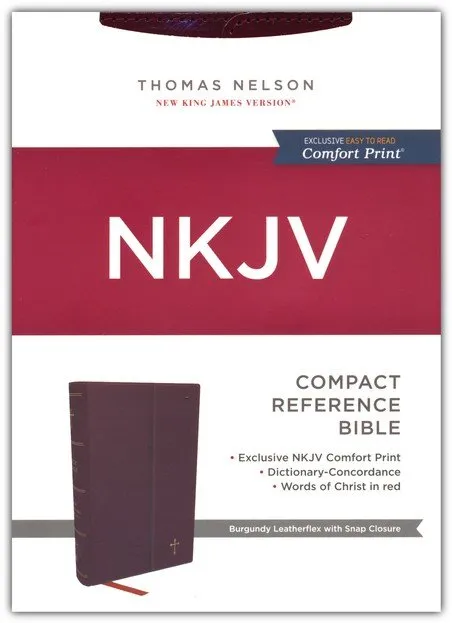 Anglais, Bible, NKJV, compacte souple bordeaux, fermeture magnétique, références parallèles,...