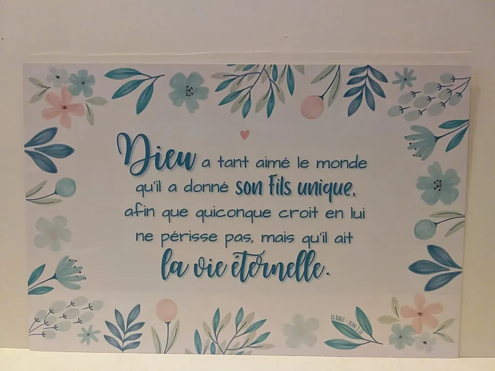 Tableau aluminium "Dieu a tant aimé - Jean 3:16" Grand modèle