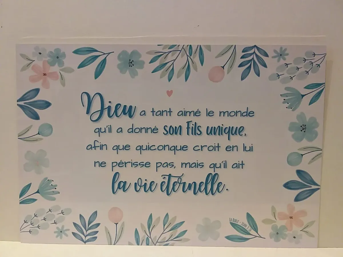 Tableau aluminium "Dieu a tant aimé - Jean 3:16" Grand modèle