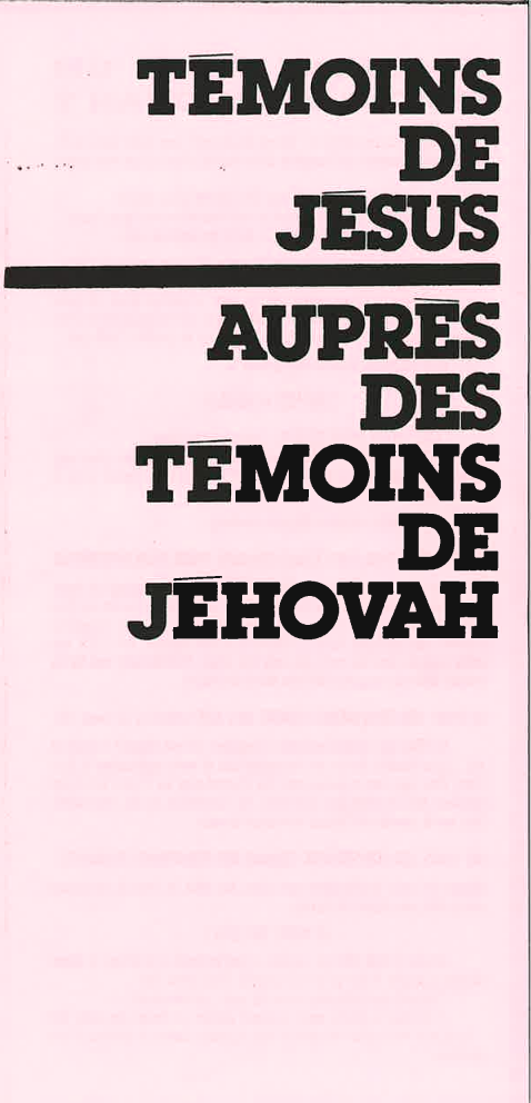Témoins de Jésus - auprès des témoins de Jéhovah