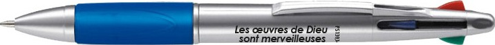 Stylo 4 couleurs Teramo "Les œuvres de Dieu sont merveilleuses" Ps 139.14