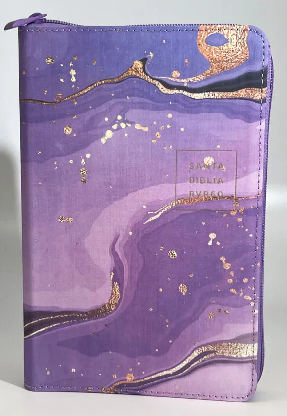 Espagnol, Bible RV, Letra Grande, Con cierre, Tela lila boreal, palabras de Jesús en rojo - tissu...