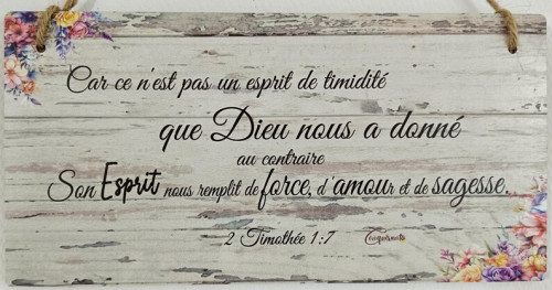 Tableau en bois "Force Amour Sagesse" 2 Timothée 1.7