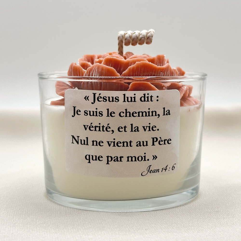 Bougie Pivoine « Jésus lui dit : Je suis le chemin, la vérité, et la vie. » Jean 14.6 - Parfum...