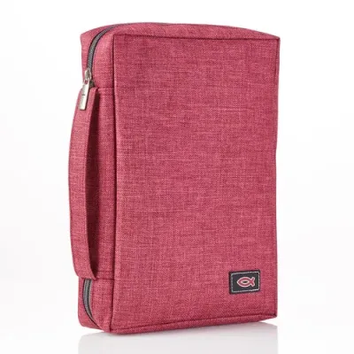 Pochette pour Bible, bordeaux en tissu avec Ichtus - taille S