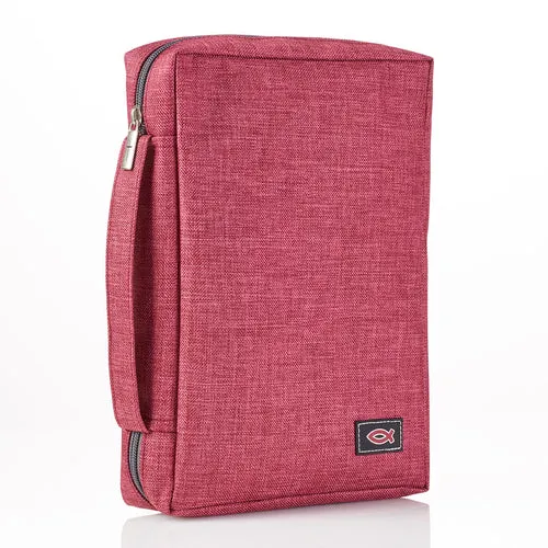 Pochette pour Bible, bordeaux en tissu avec Ichtus - taille S