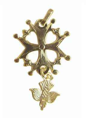 Croix Huguenote en plaqué or - 21mm