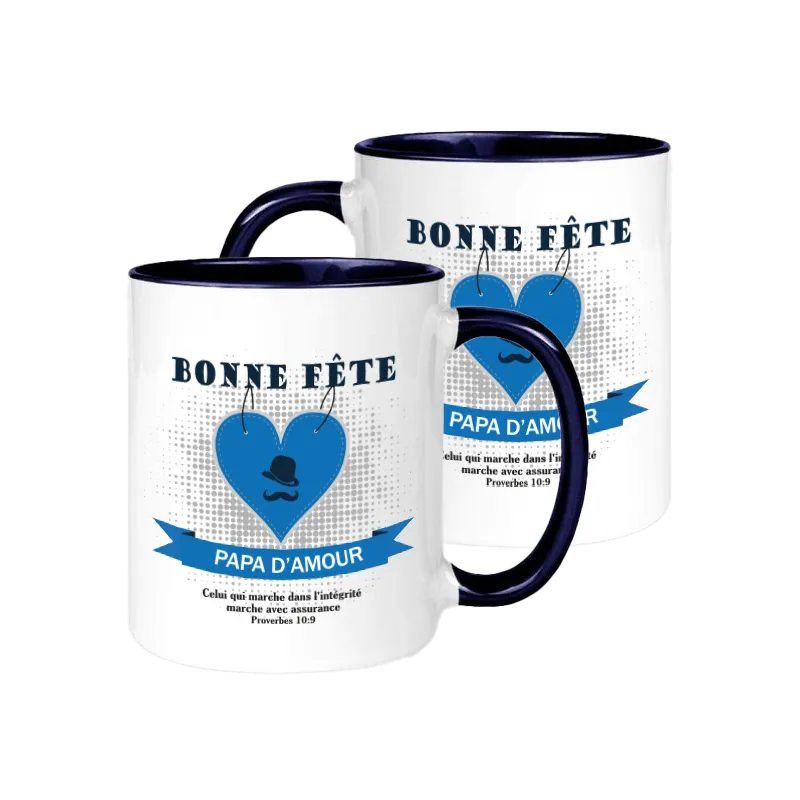Mug Bonne fête papa d'amour - « Celui qui marche dans l'intégrité […] » Pr 10.9
