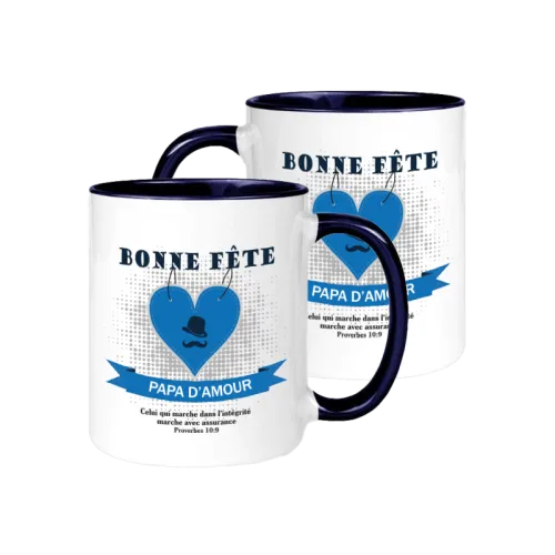 Mug Bonne fête papa d'amour - « Celui qui marche dans l'intégrité […] » Pr 10.9