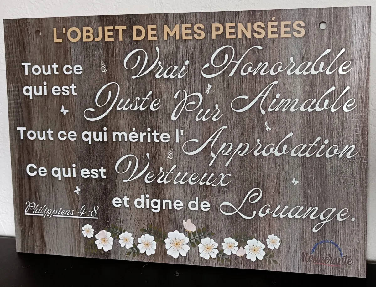 Tableau en bois "Objet de mes pensées"