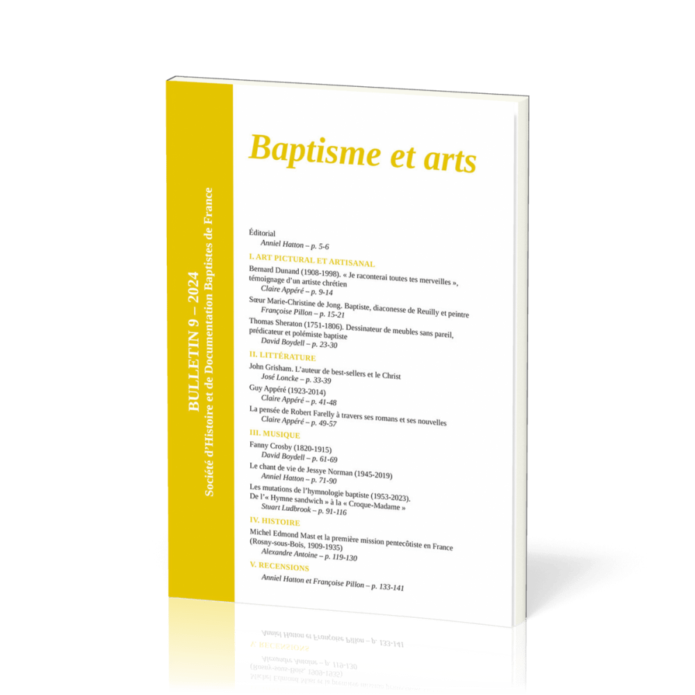 Baptisme et arts - Bulletin No 9 de la Société d'Histoire et de Documentation Baptistes de France