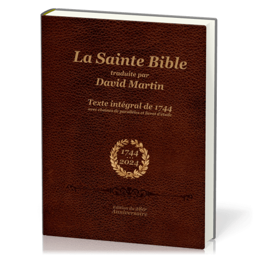 Bible David Martin, éd. 1744, reliée rigide - avec chaînes de parallèles et livret d'étude,...