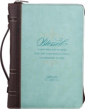 Pochette Bible, taille XL, "Blessed", similicuir brun/truquoise, poignée