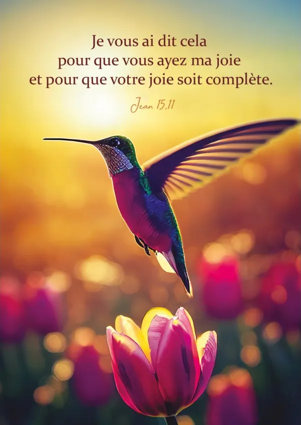 Poster colibri "Que votre joie soie complète" - Jean 15.11 - 29.7 x 42 cm