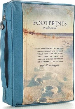 Pochette Bible, Taille XL, Footprints, Turquoise-toile