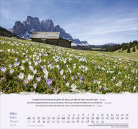 Calendrier Montagnes trilingue: allemand, français, anglais - Mural