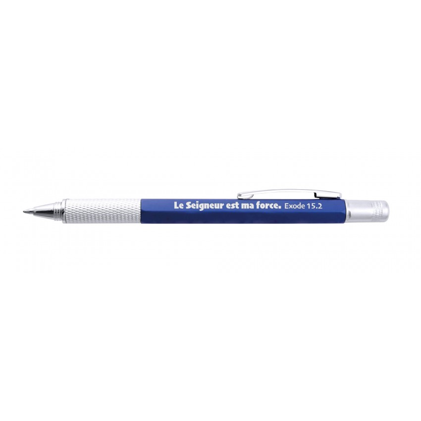 Stylo multi-outil bleu "Le Seigneur est ma force"