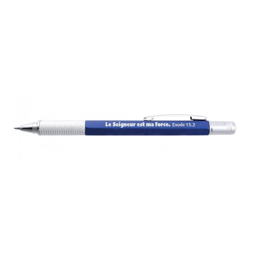 Stylo multi-outil bleu "Le Seigneur est ma force"