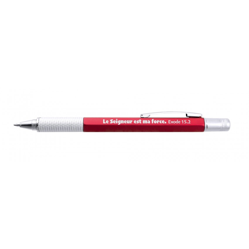 Stylo multi-outil rouge "Le Seigneur est ma force"