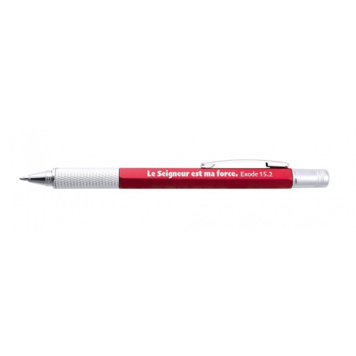 Stylo multi-outil rouge "Le Seigneur est ma force"