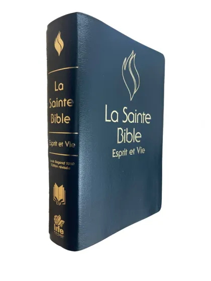 Bible Segond 1910 Esprit et Vie - cuir souple bleu, tranche or et onglets, en coffret