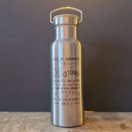 Bouteille isotherme inox, façon pot à lait, couvercle bambou à vis - Car je connais les projets...