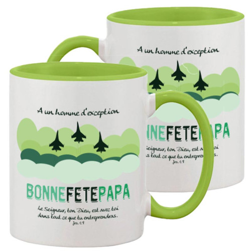 Mug bicolore vert/blanc ou marron/blanc - A un homme d'exception Bonne fête Papa - "Le Seigneur,...