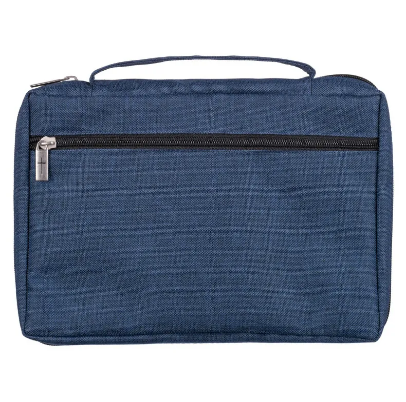 Pochette pour Bible bleu en tissu avec Ichtus - taille S