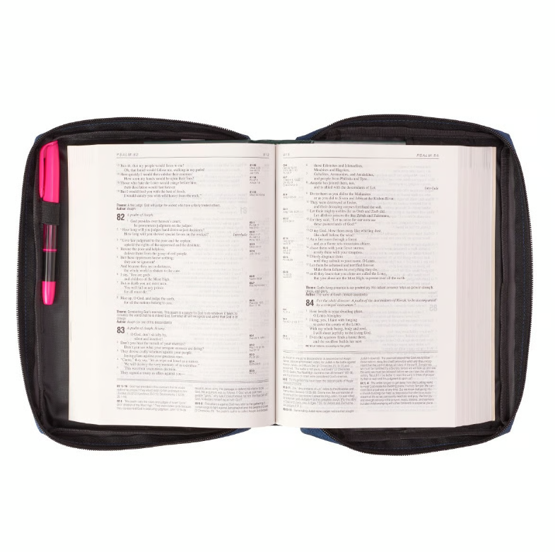 Pochette pour Bible bleu en tissu avec Ichtus - taille S