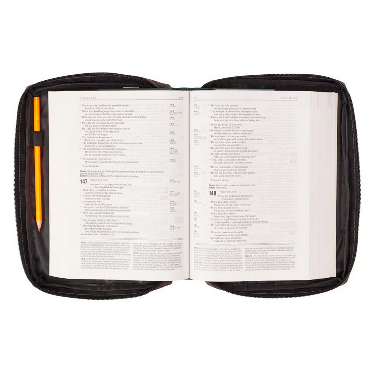 Pochette de Bible grise en tissu avec Ichtus - taille S