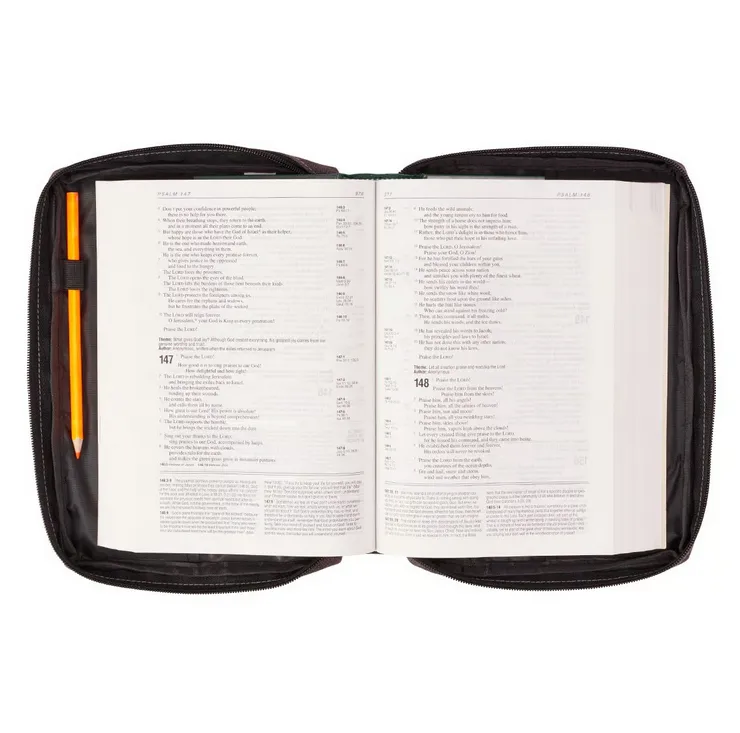 Pochette de Bible grise en tissu avec Ichtus - taille S