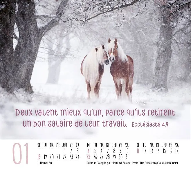 Rencontres - Mini calendrier de table