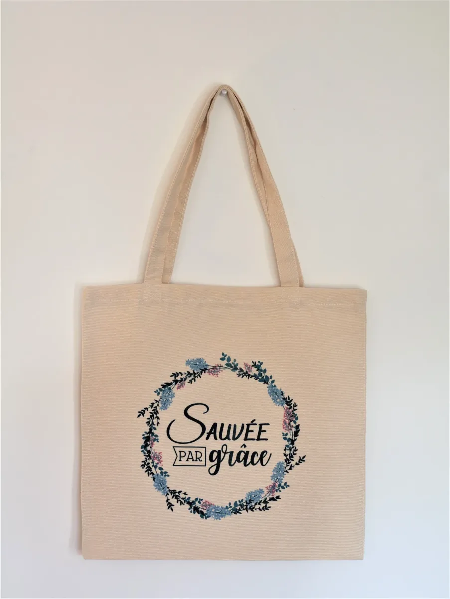 Tote bag « Sauvée par grâce »