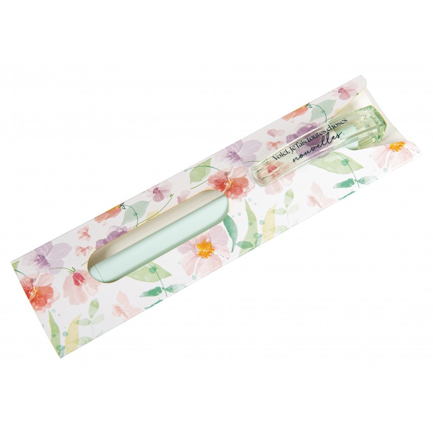 Stylo à bille vert "Voici je fais toutes choses nouvelles"