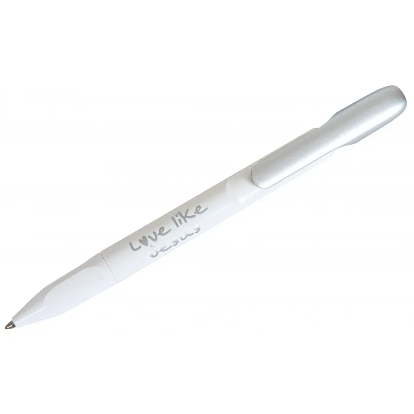 Stylo à bille blanc/argenté - "Love like Jesus"