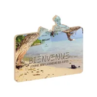 Cadre bois accroche-clés Guadeloupe - « L'Éternel bénit la demeure des justes ». Psaume 33.18