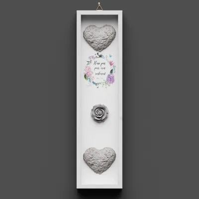 Cadre en bois, "N'aie pas peur…" Marc 5.36 - Vertical avec cœurs et rose en béton