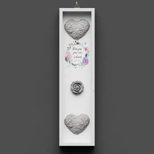 Cadre en bois, "N'aie pas peur…" Marc 5.36 - Vertical avec cœurs et rose en béton