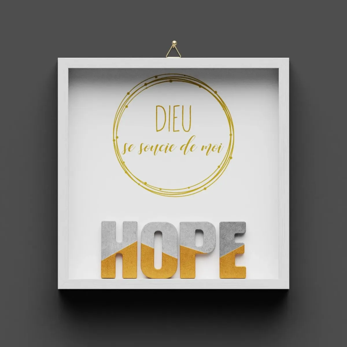 Cadre en bois HOPE - "Dieu se soucie de moi""